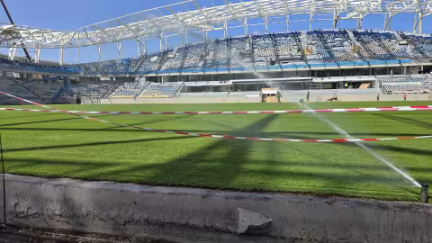 A sophisticated irrigation system managed by the Hunter 360 controller system